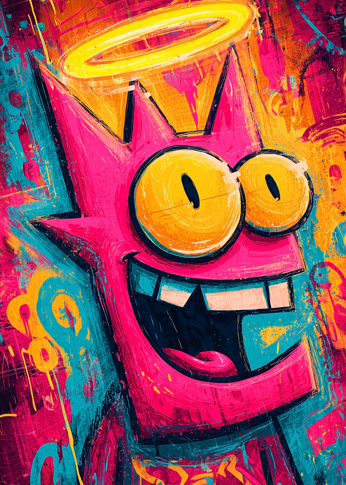 Cartoon Angelic Pink Creature Illustration