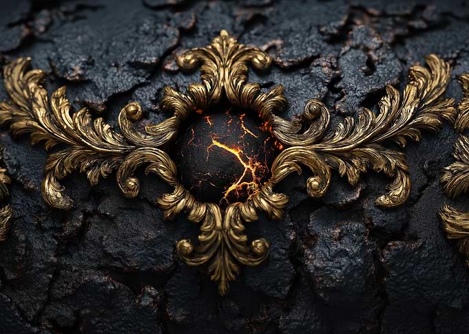 Ornate Gold Frame with Lava Center