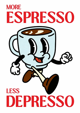 More Espresso Less Depresso Cartoon