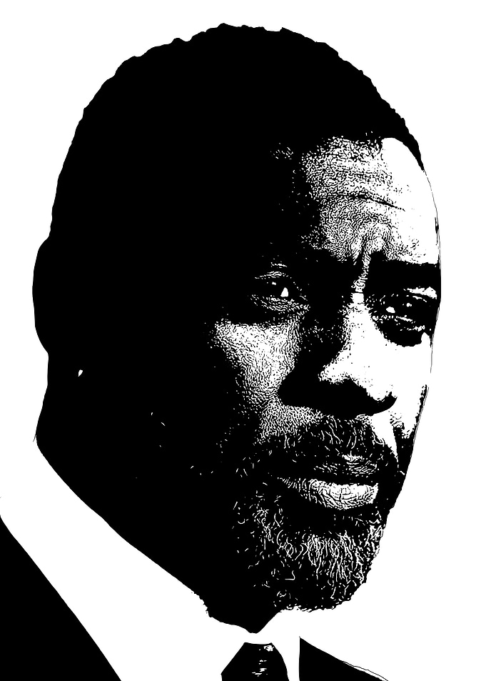 Idris Elba Black and White Portrait