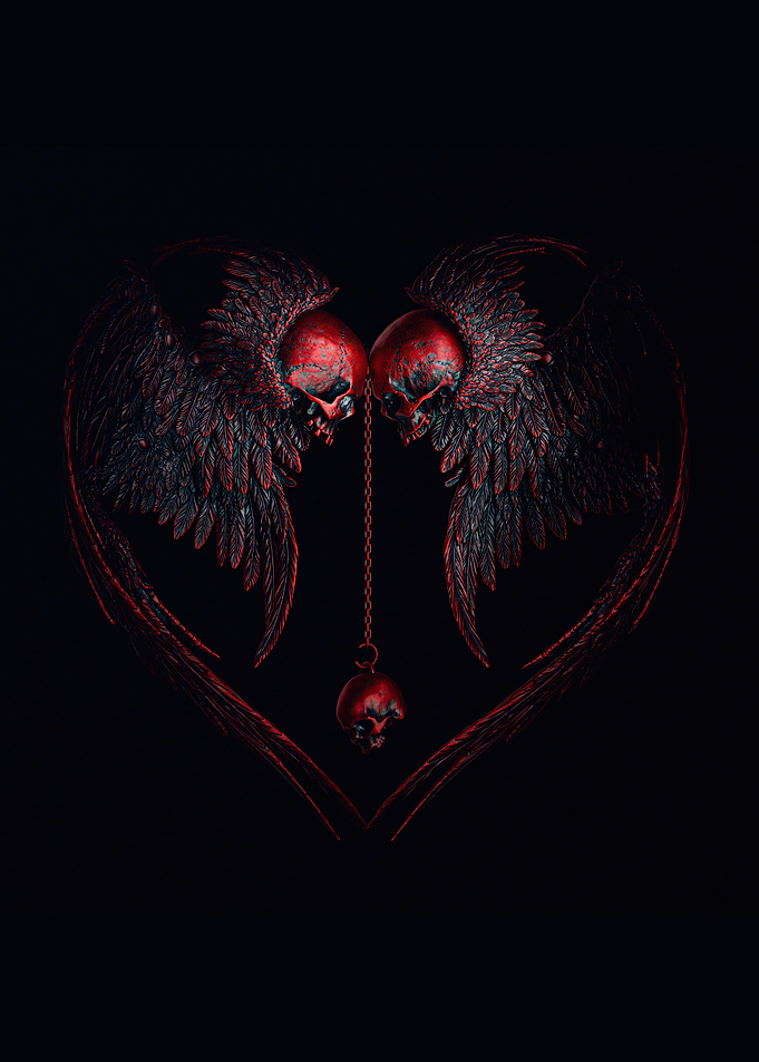 Winged Skull Heart