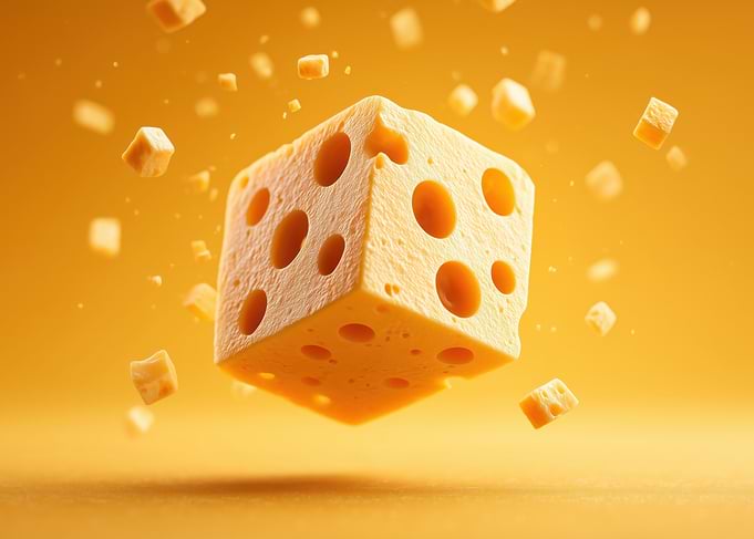 Cheese Cube with Floating Cheese Pieces