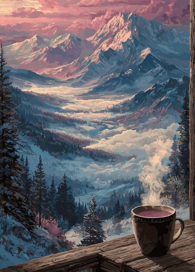 Mountain View with Coffee Cup