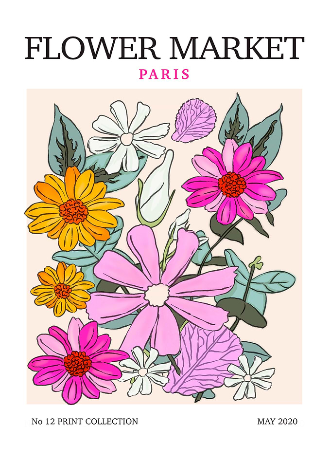 Flower Market Paris Floral Art Print