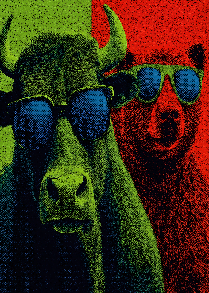 Bull and Bear with Sunglasses