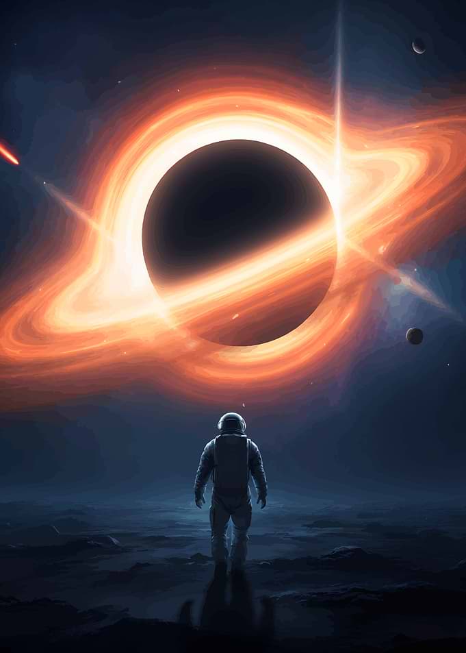 Astronaut Staring at Black Hole