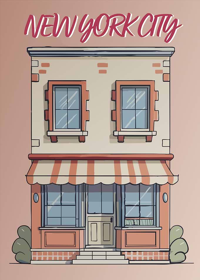 Cartoon New York City Building Illustration