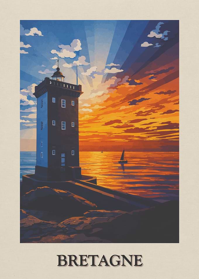 Bretagne Lighthouse Sunset
