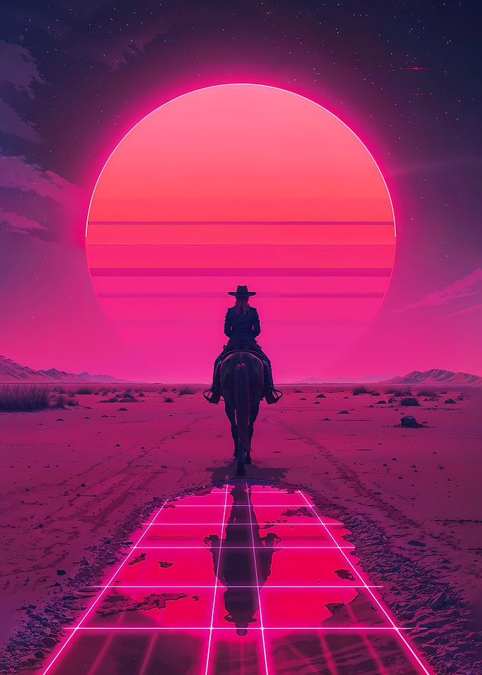Retro Cowboy on Horseback