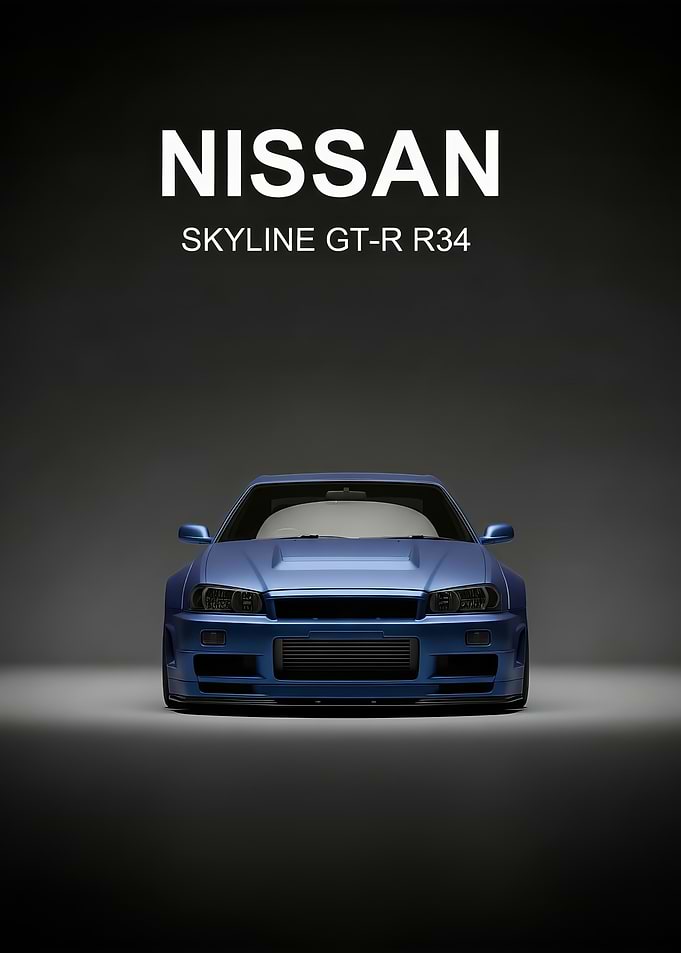 Nissan Skyline GT-R R34 blue poster