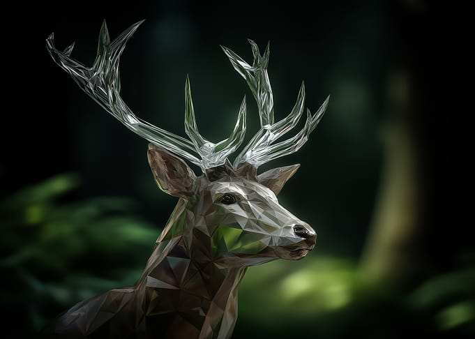 Geometric Deer in Forest