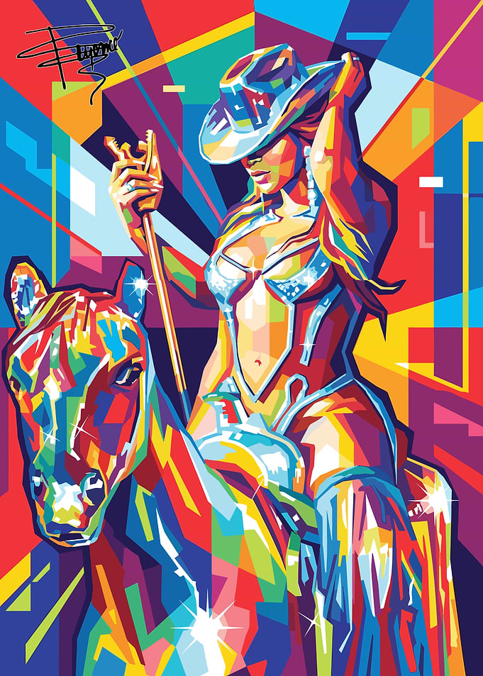 Beyonce on Horse Pop Art