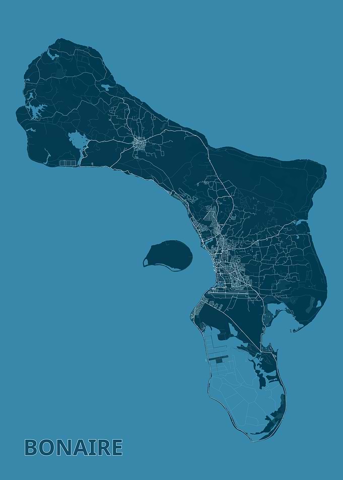 Bonaire Island Map - Detailed Cartography