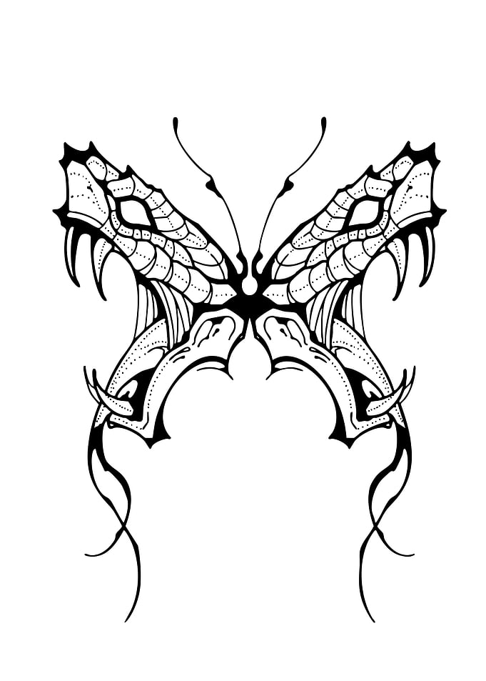 Abstract Butterfly Black and White Design