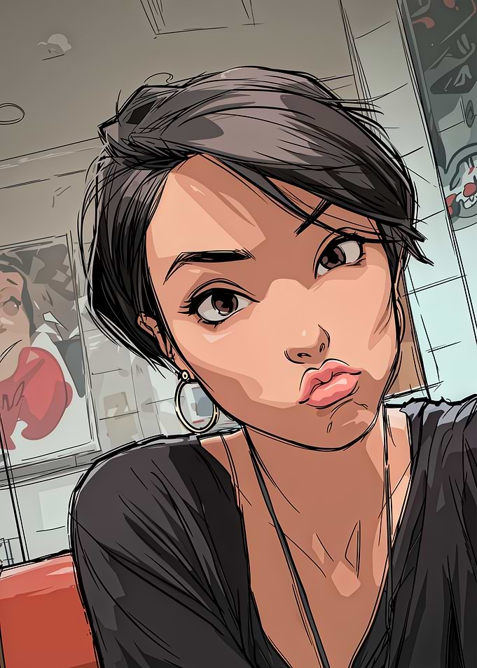Cartoon Portrait of a Young Woman