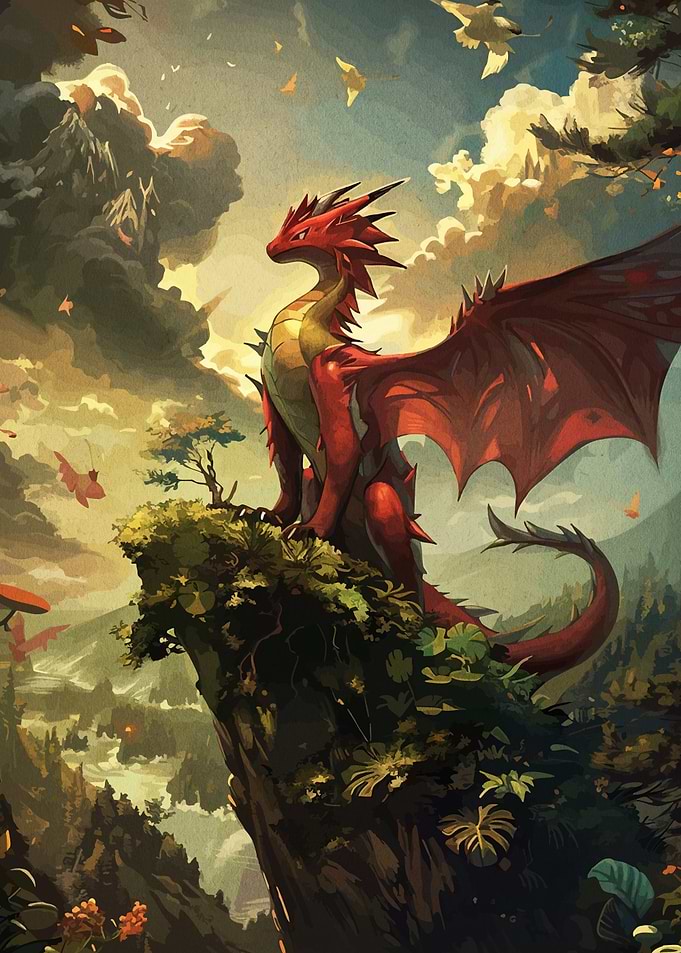 Red Dragon on Cliff Edge
