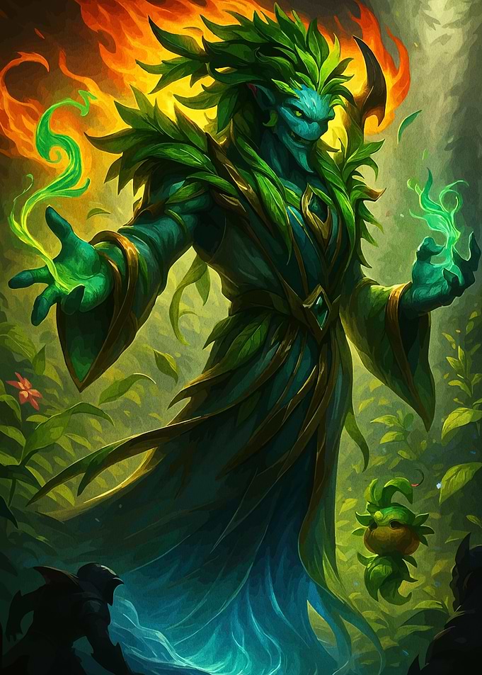 Forest Guardian with Fire and Magic
