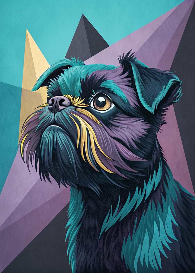 Colorful Brussels Griffon Dog Portrait