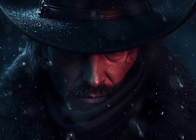 Mysterious Man in Hat and Snow