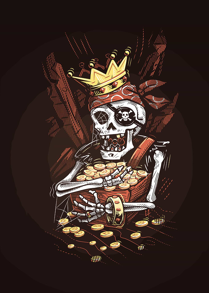 Pirate Skeleton with Gold