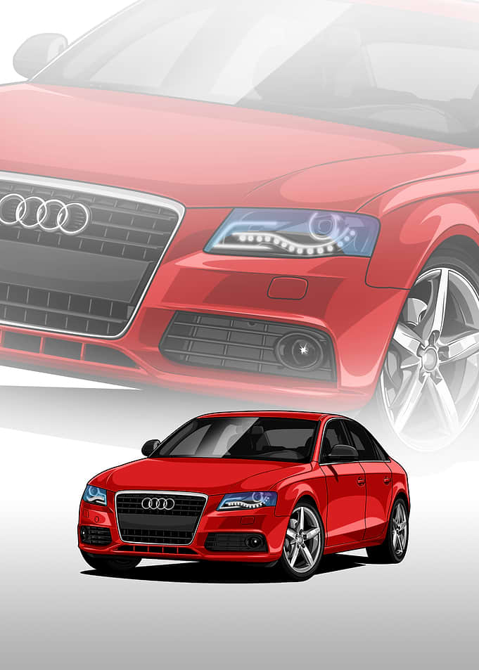 Red Audi Car Illustration