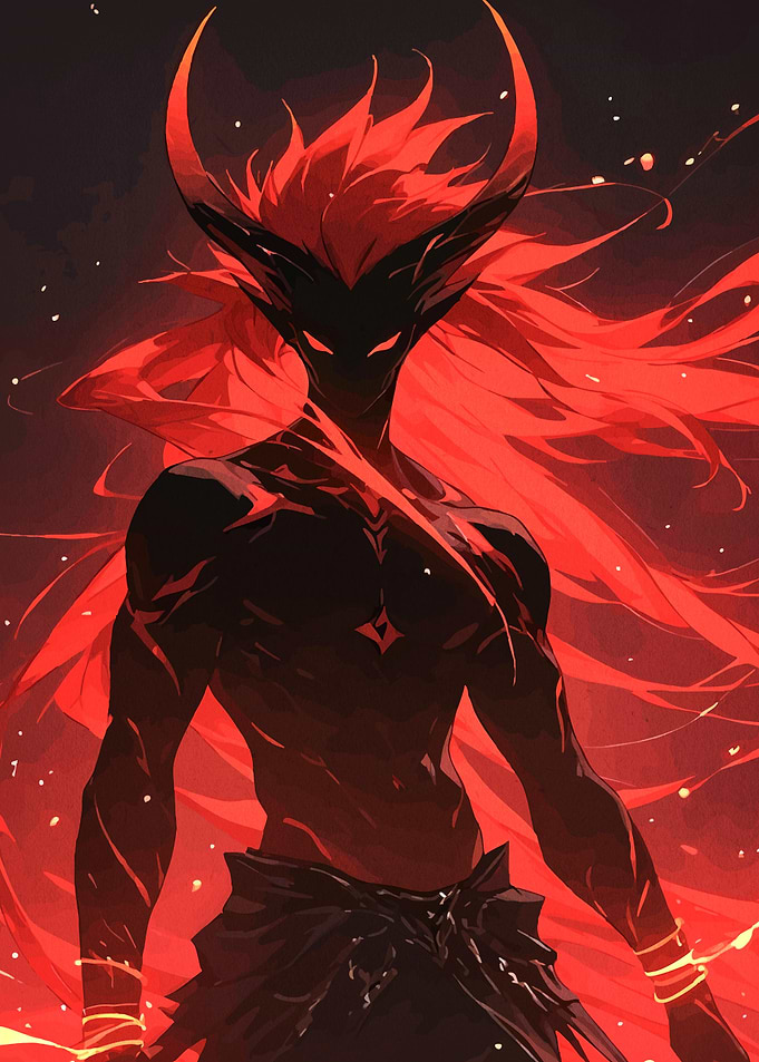 Red and Black Horned Demon