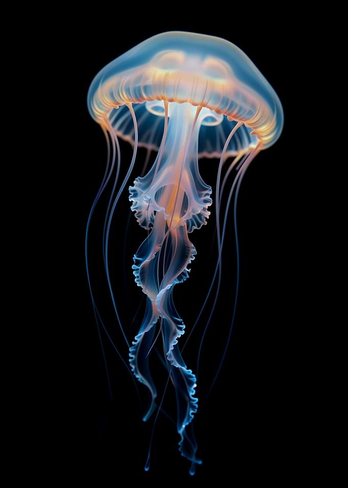 Translucent Jellyfish on Black Background