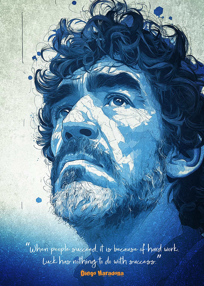Diego Maradona Portrait with Quote