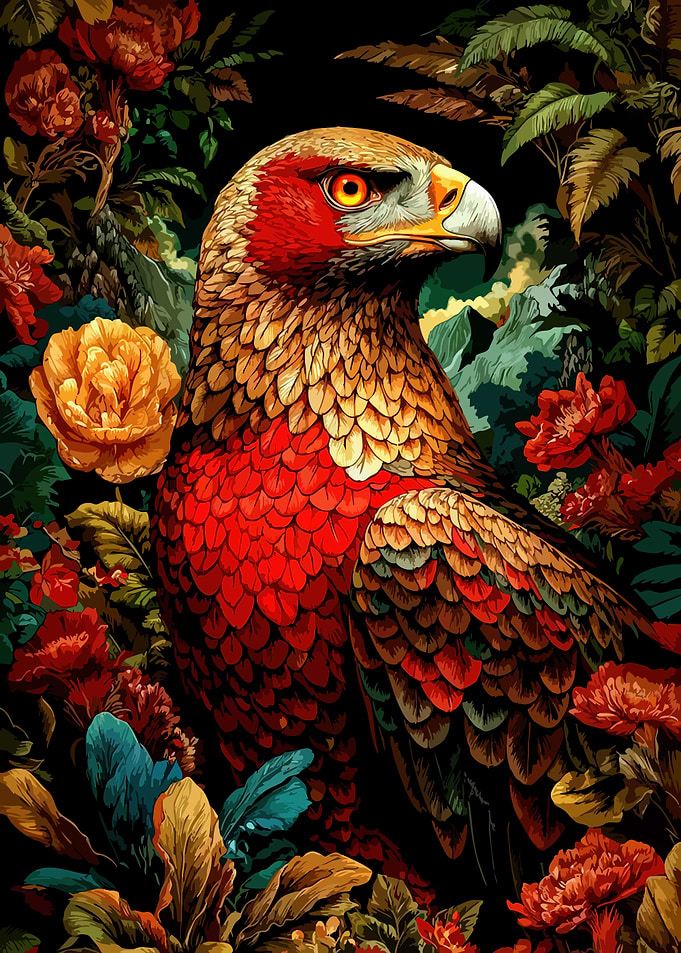 Eagle in Floral Jungle