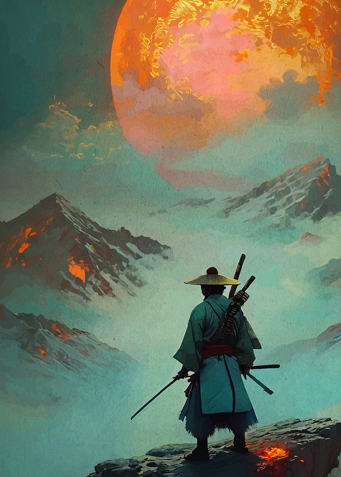 Samurai Warrior in Mountain Landscape