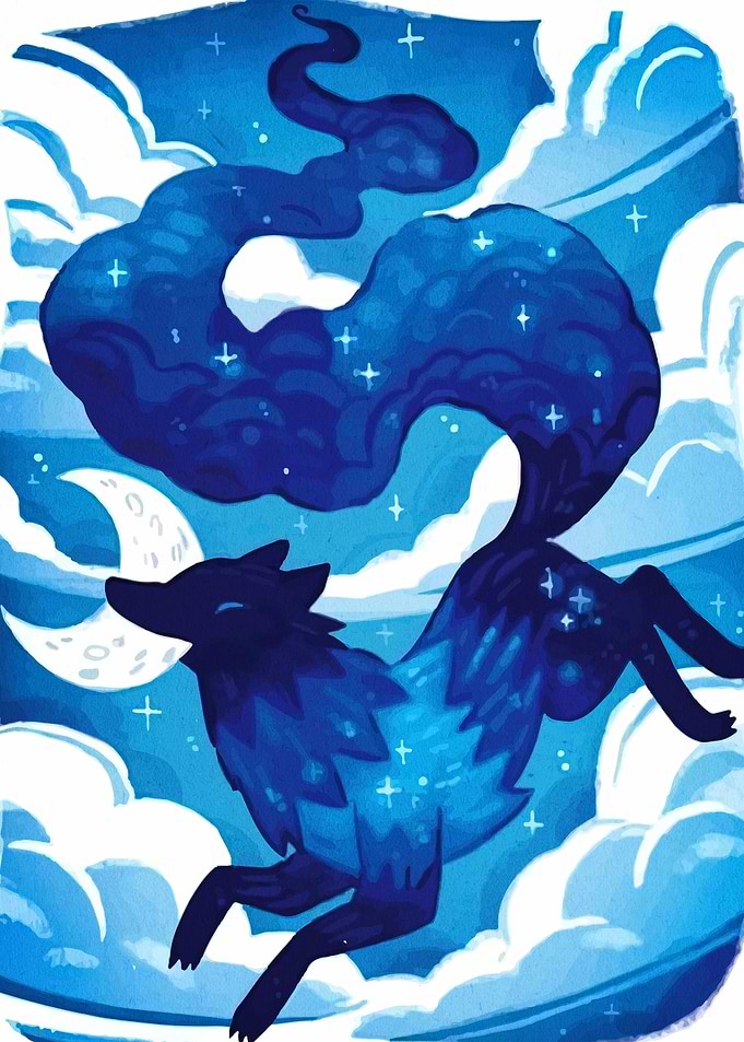 Celestial Fox in the Night Sky