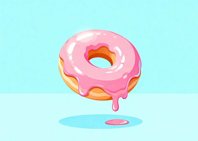 Donut with Pink Dripping Glaze