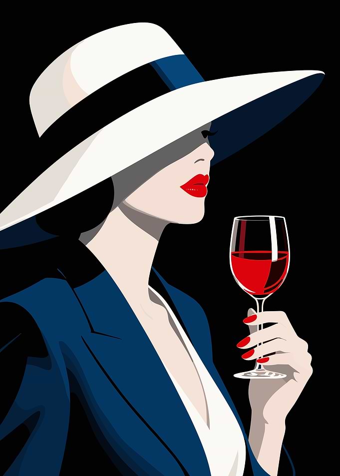 Elegant Woman with Wine
