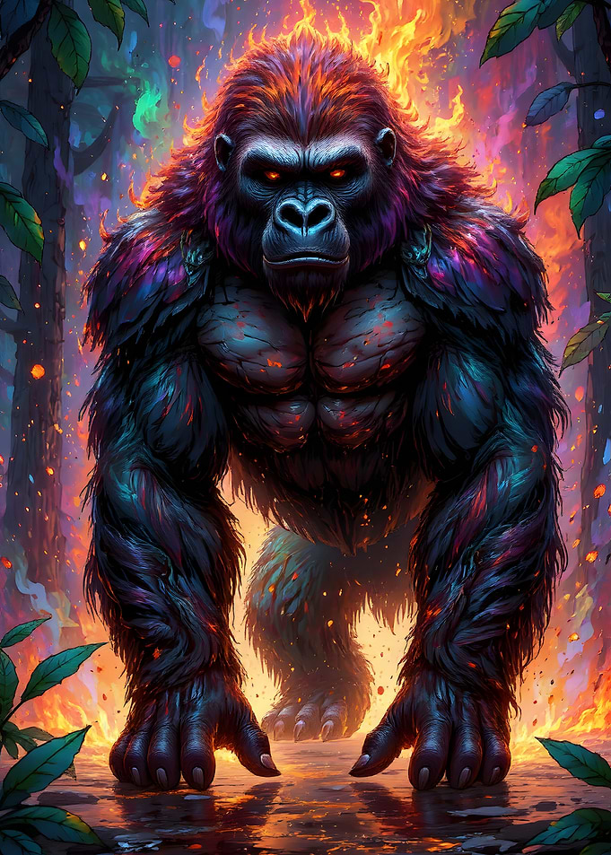 Fiery Gorilla in Jungle