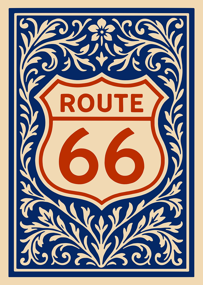 Route 66 Sign with Floral Border