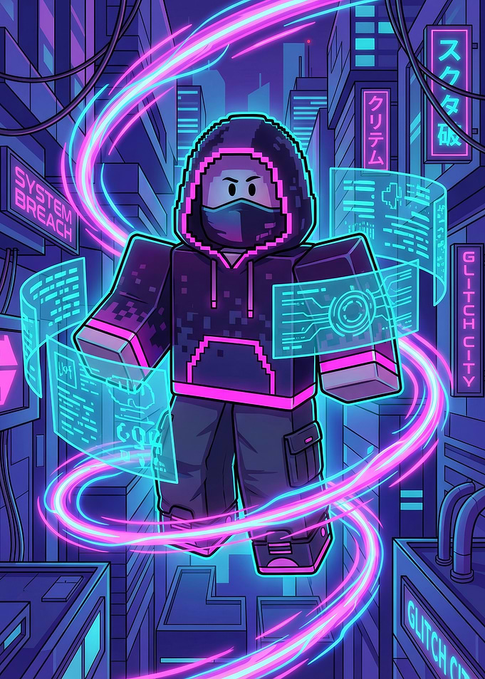 Cyberpunk Roblox Character in Glitch City