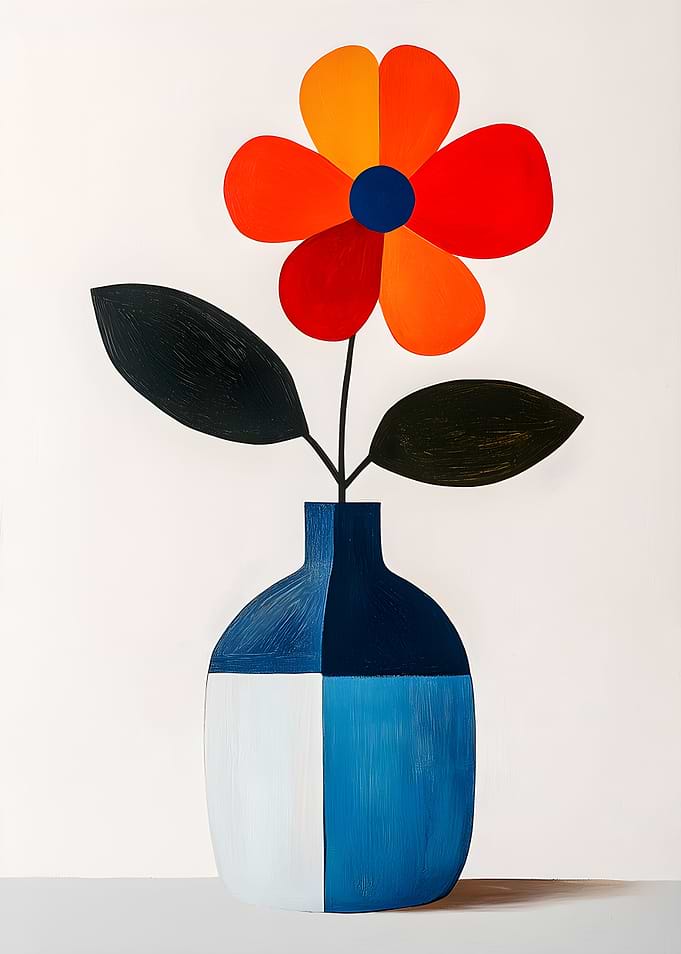Colorful Flower in Vase Painting