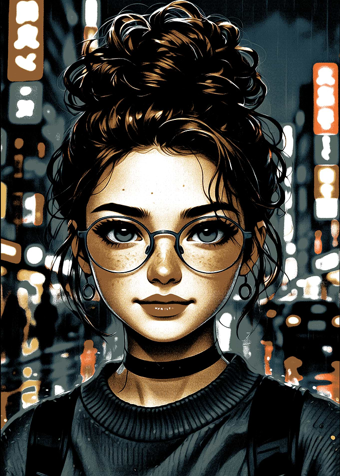 Anime Girl in Cityscape Portrait