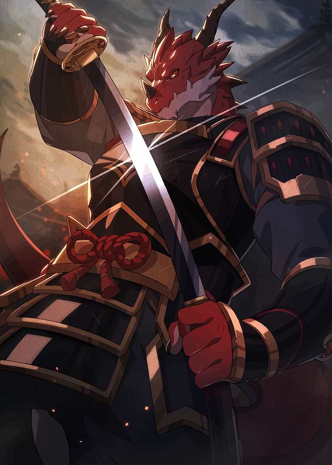 Dragon Samurai Warrior with Sword