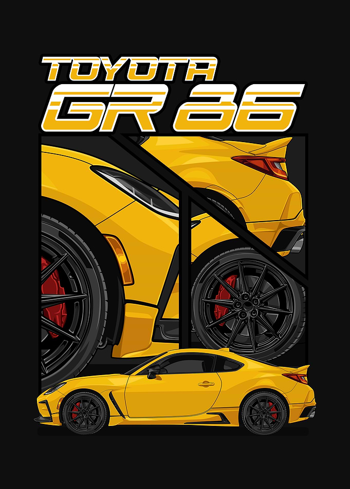 Toyota GR86 Yellow Car Illustration