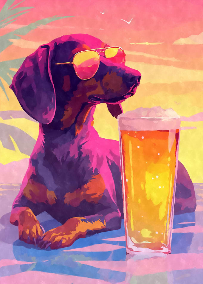 80s Retro Dachshund