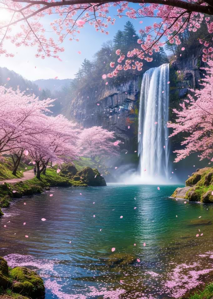 Cherry Blossom Waterfall