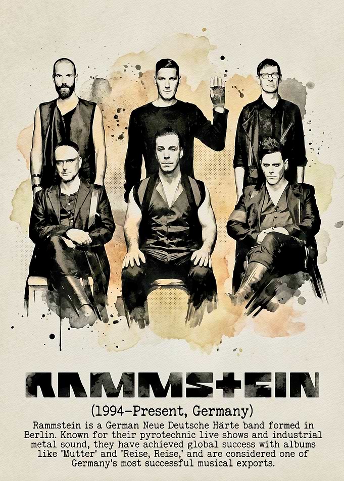 Rammstein Band Portrait Watercolor Style