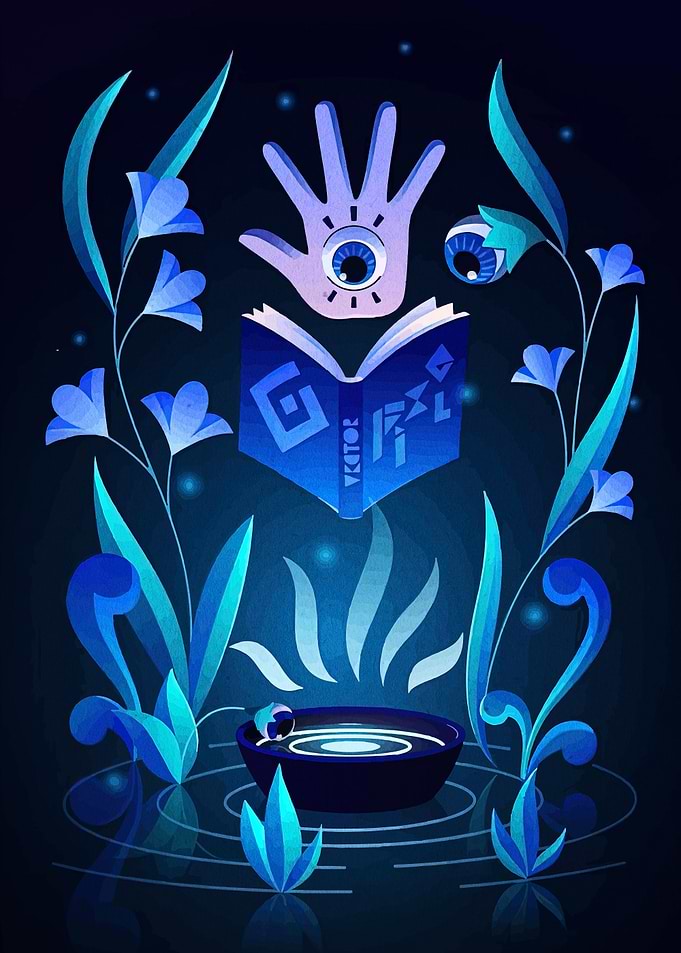 Mystical Book and Eye Illustration