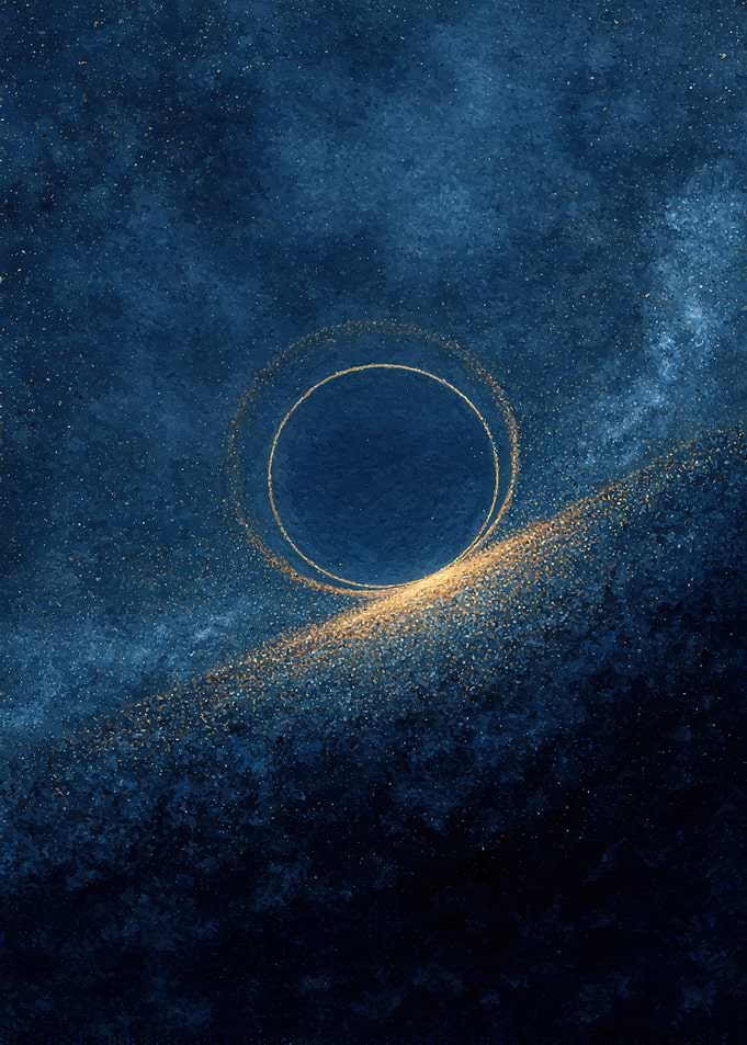 Abstract Blue and Gold Cosmic Art
