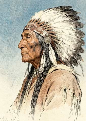 Native American Chief Portrait Illustration