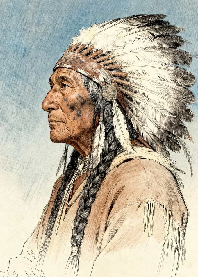 Native American Chief Portrait Illustration