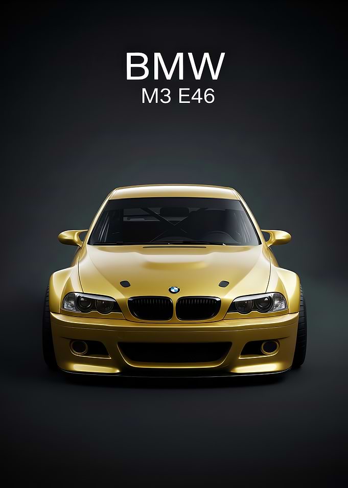 BMW M3 E46 Golden Car poster
