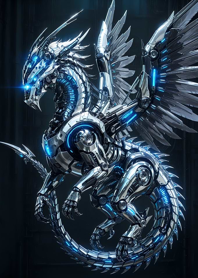 Azure Mechanical Chrome Dragon