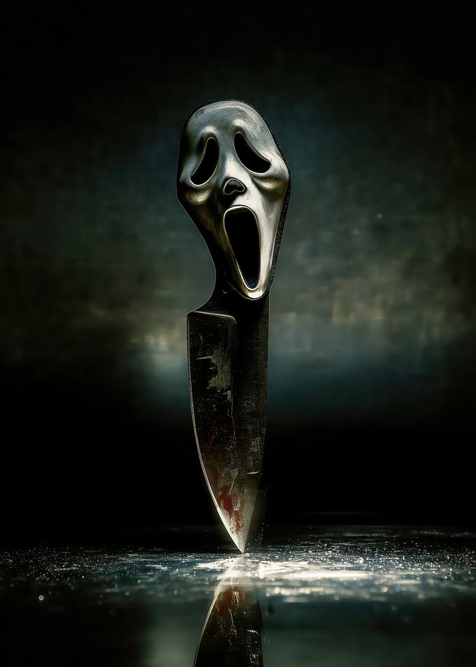Ghostface Mask on Knife